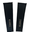 Load image into Gallery viewer, Wearwell cycling arm warmers in black with white background