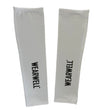 Load image into Gallery viewer, White cycling arm sleeves with Wearwell branding