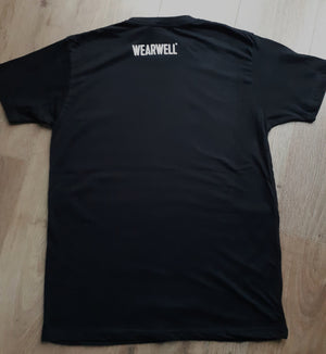 Cotton black cycling t-shirt relaxed fit laid flat